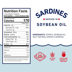 Beach Cliff Wild Caught Sardines in Soybean Oil, 3.75 Oz Can (Pack of 12) – 14G