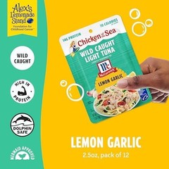 Chicken of the Sea Lightly Seasoned Lemon Garlic Wild Caught Light Tuna, 2.5 …