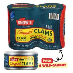 Wild-Caught Chopped Clams, 6.5 oz (Pack of 6) – 5g Protein, Sustainably Sourced