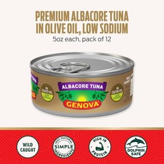 Albacore Tuna in Olive Oil, 5 Ounce Cans (Pack of 12), Low Sodium, Wild Caught C