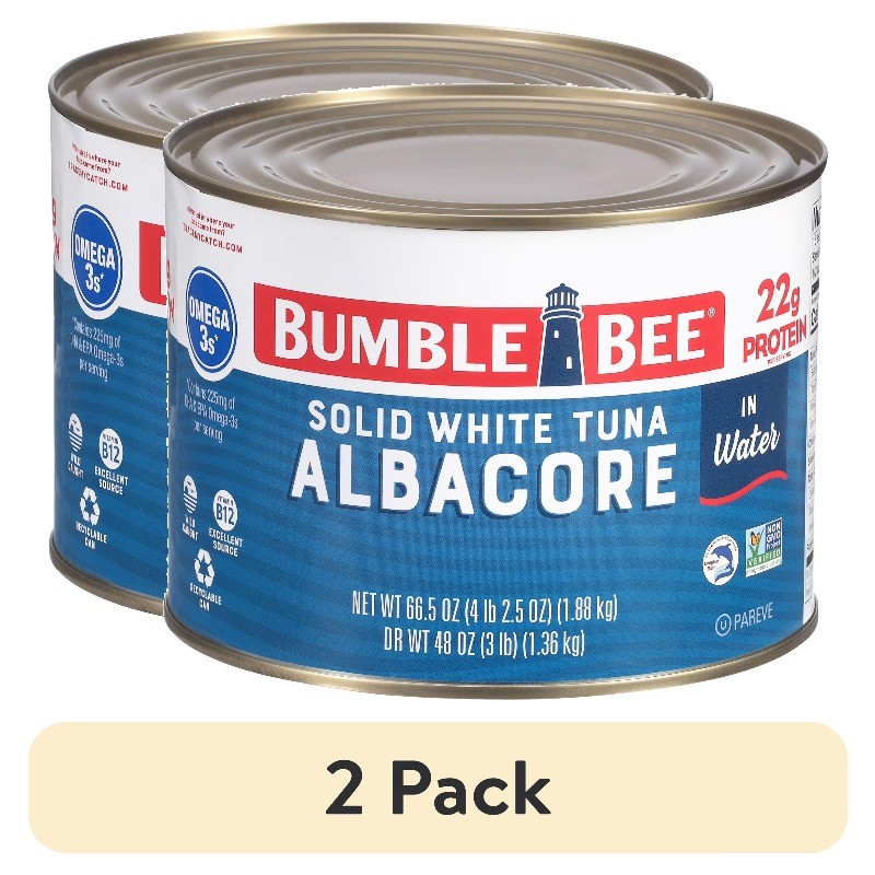 (2 pack) Bumble Bee Solid White Albacore Tuna in Water, Wild Caught, 66.5 oz