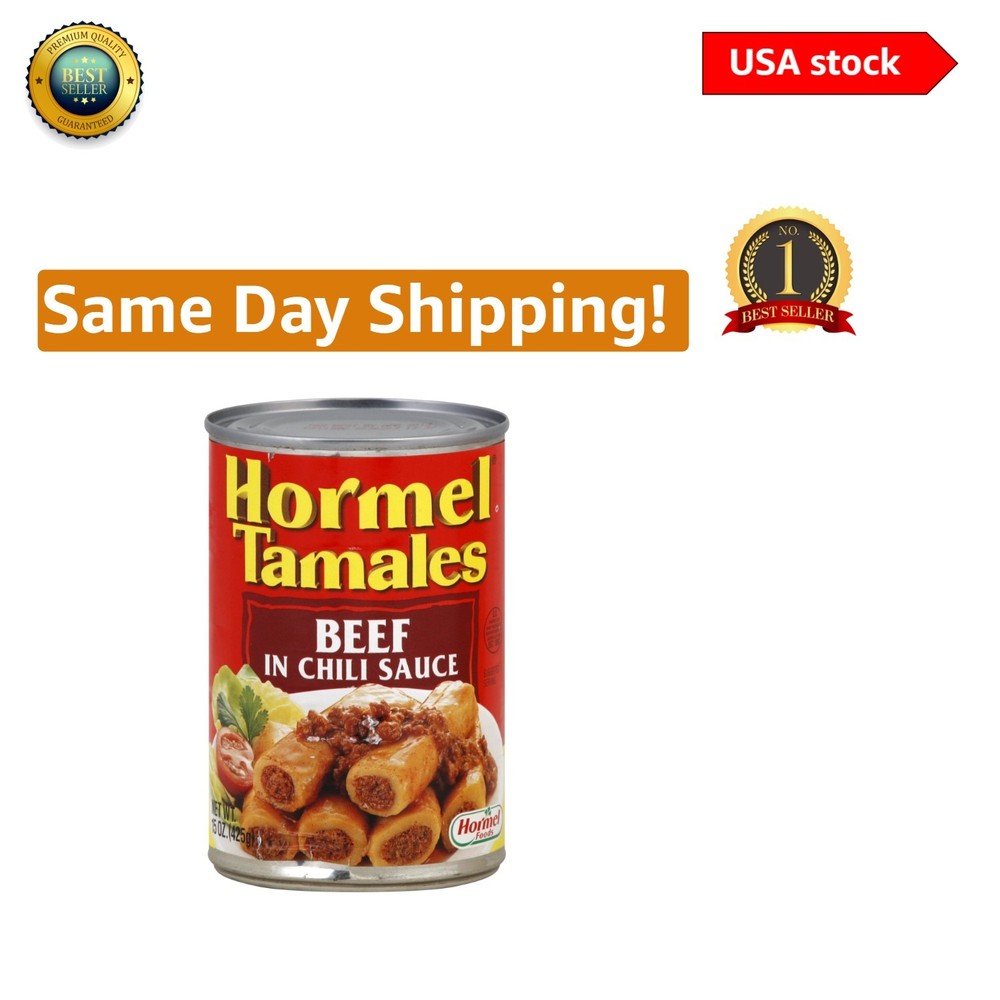 Canned Beef Tamales, 15 Oz | 12 Individually Wrapped Servings | BPA-Free