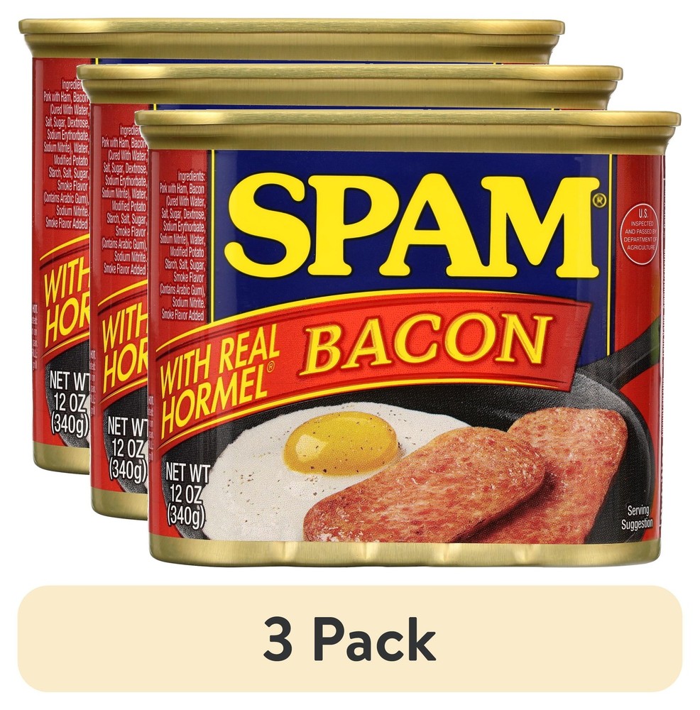 (3 pack) SPAM with Real Bacon, 12 oz Aluminum Can