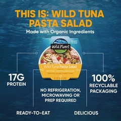 Ready-To-Eat Wild Tuna Pasta Salad With Organic Red Peppers, Tomatoes & Green Ol