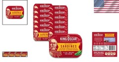 Gourmet Wild Caught Sardines in Extra Virgin Olive Oil, Spicy Jalapeno, 12 Pack