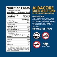 Albacore Wild Tuna in Extra Virgin Olive Oil,Canned Tuna,Sustainably Wild-Caught