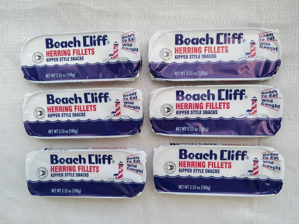 6 Wild Caught Herring Beach Cliff Kippered Snacks 3.53 Oz Can Sardines BB 9/2026