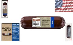Natural Hardwood Smoked Beef Summer Sausage, 100% Beef, Gluten-Free Snack