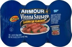 Armour Star Vienna Sausage Barbecue Flavored Canned Sausage 4.6 oz Pack of 6