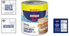 Canned Swanson White Chunk Chicken Breast, 12.5 oz, Pack of 2 – No MSG, Fat-Free