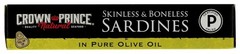 Ready-to-Eat Crown Prince Skinless Sardines in Olive Oil – 3.75 oz Gourmet Snack