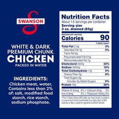 Swanson White and Dark Premium Chunk Canned Chicken Breast in Water, 9.75 OZ Can