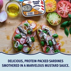 Delicious Mustard Sauce Sardines – High Protein & Gluten Free, Set of 6 Cans