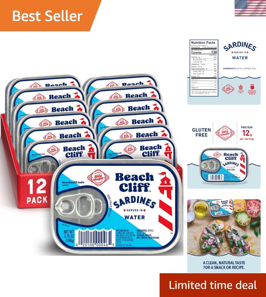 Savory Wild Caught Sardines – Convenient 12-Pack, 12g Protein, Gluten Free