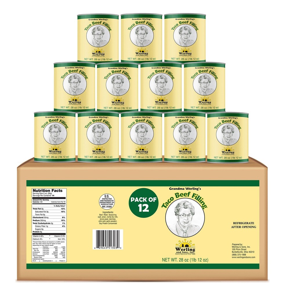 Werling & Sons Taco Beef Filling 28 Oz – Fully Cooked, Heat & Serve | Premium…