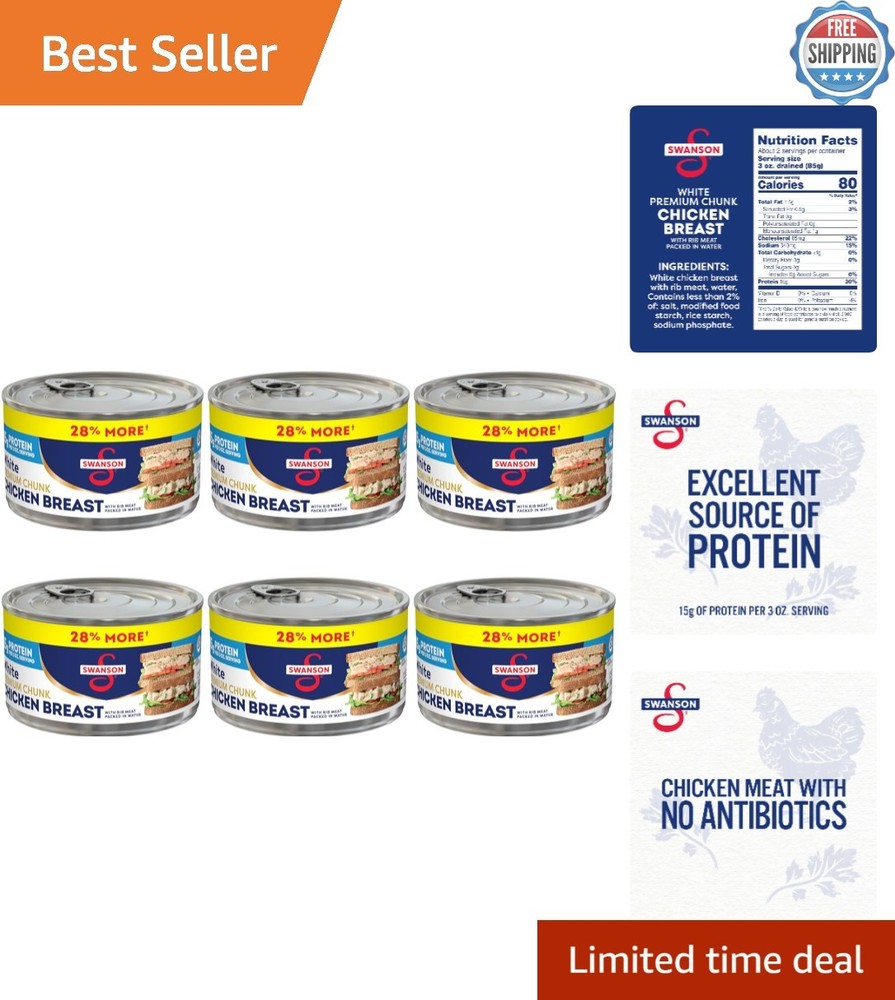 Swanson Ready-to-Eat Chicken Breast, 12.5 Oz Cans – Quality, Pack of 6