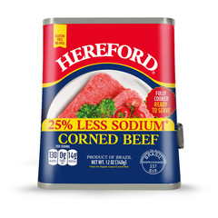 (3 Pack) Hereford Corned Beef, 25% Less Sodium, 12 Oz Can
