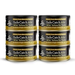 Tuna Fish Canned Wild Ahi Yellowfin Extra Virgin Olive Oil Pack of 6