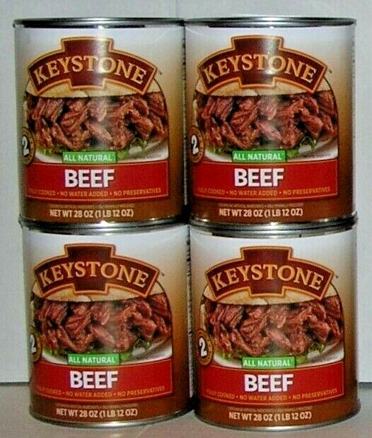 (4) KEYSTONE BEEF **ALL NATURAL – FULLY COOKED – NO PRESERVATIVES** 28 oz Can