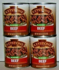 (4) KEYSTONE BEEF **ALL NATURAL – FULLY COOKED – NO PRESERVATIVES** 28 oz Can