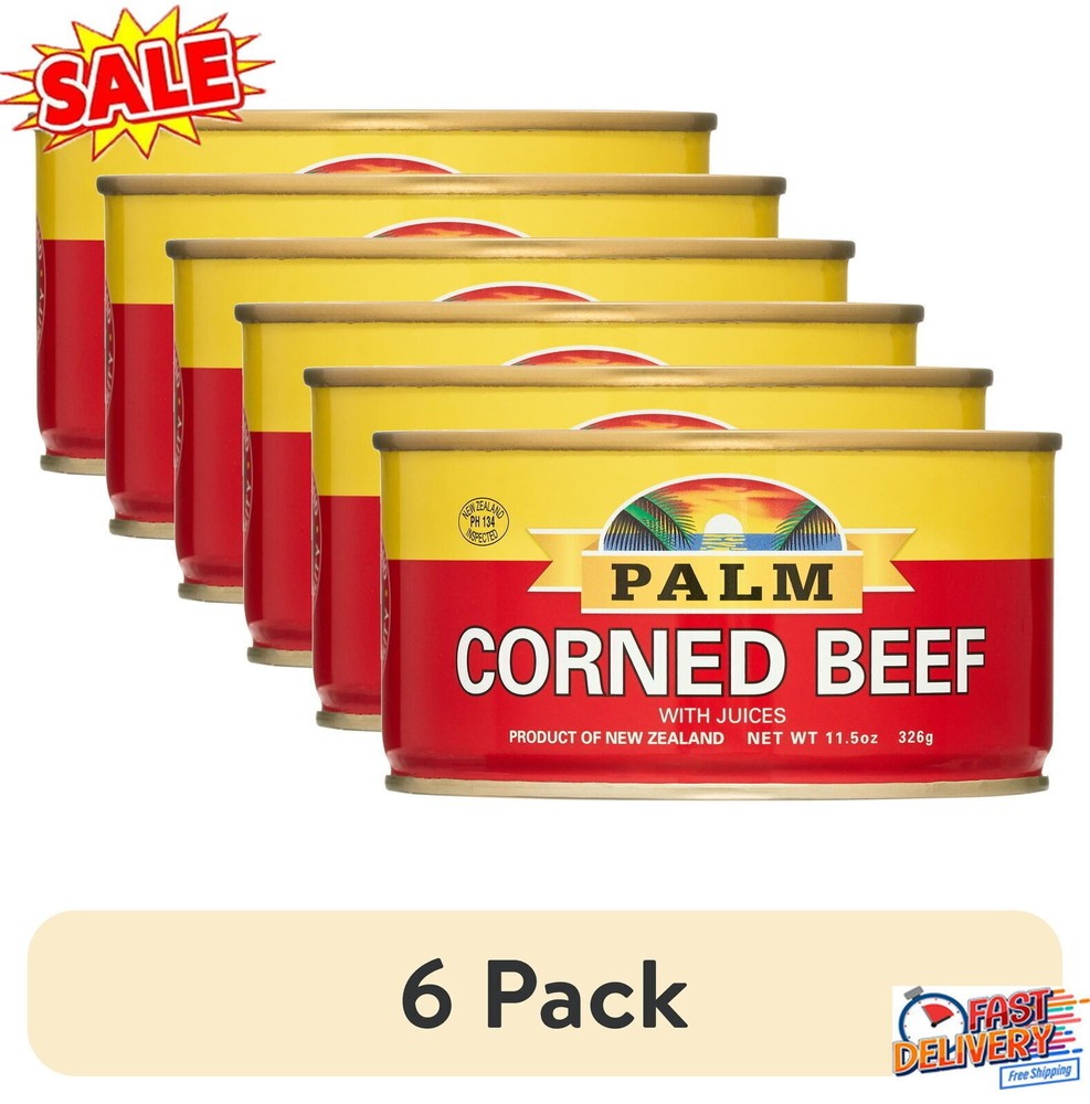 Canned Corned Beef W/ Juices 11.5 oz 6 Pack Versatile Protein Rich Meals New