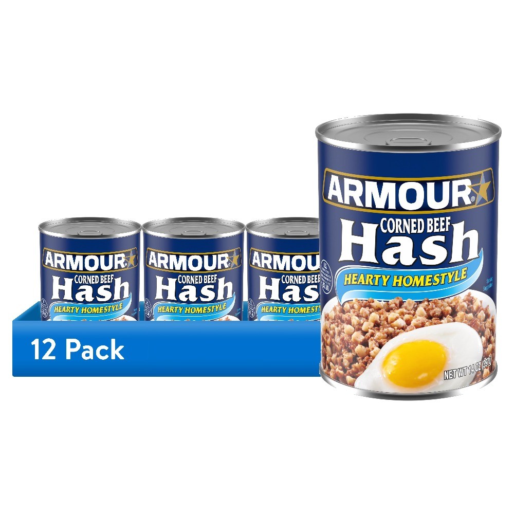 (12 pack) Armour Corned Beef Hash, 16g Protein Per Serving, 14 oz Can