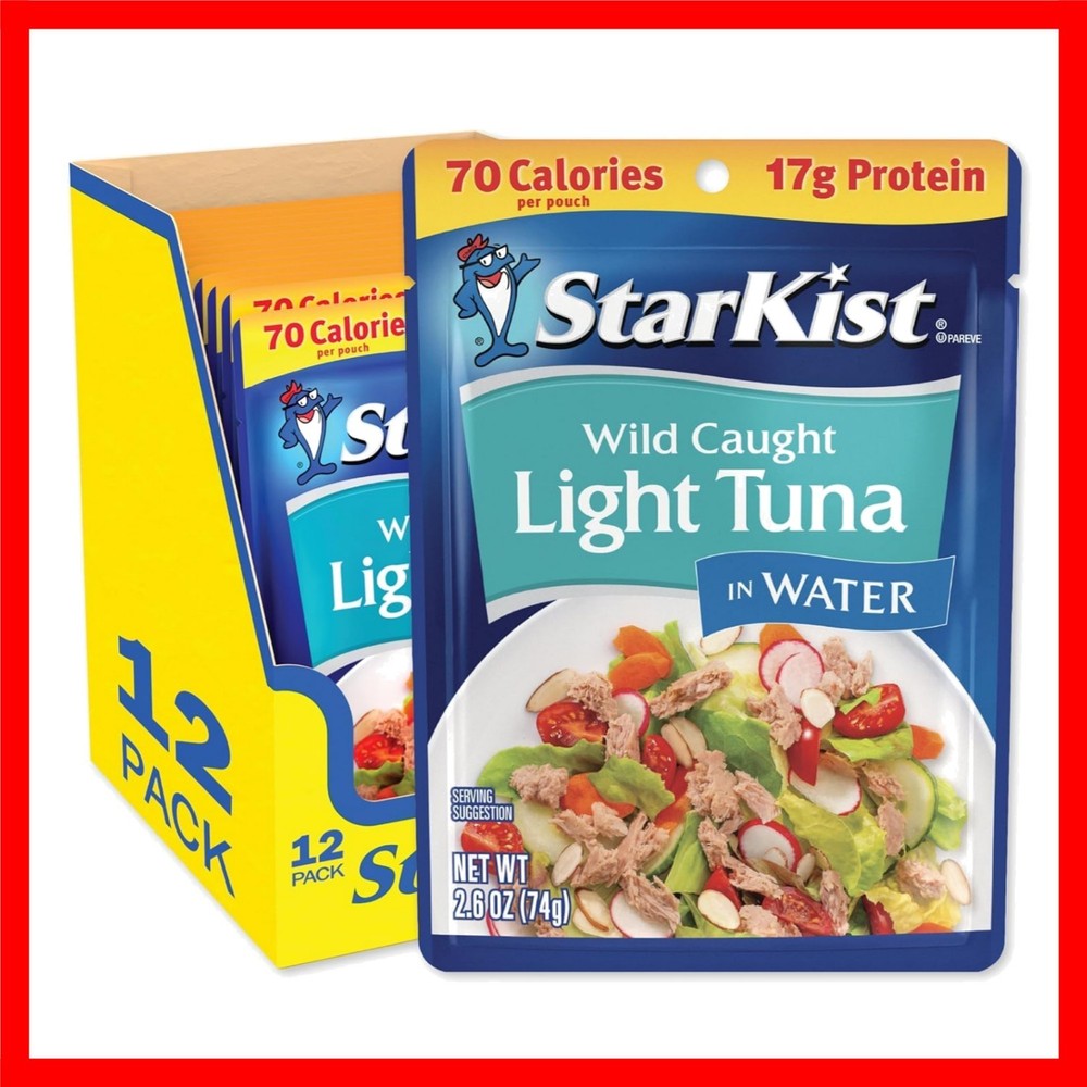 Wild Caught Chunk Light Tuna Pouches—Protein-Packed, Ready-to-Eat, 12-Pack