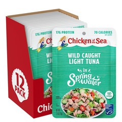Wild Caught Light Tuna in Spring Water, 2.5 Ounce Packets, 12-Count – High Prote