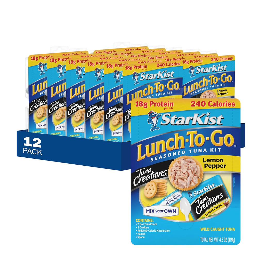 Lunch-To-Go Tuna Creations, Lemon Pepper Tuna Salad Kit – 4.2 Oz Kit, 12 Pack