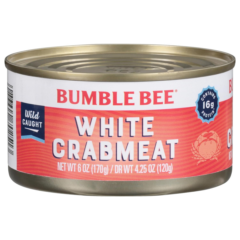 Bumble Bee White Flake Crabmeat in Water, 6 Oz Can (Pack of 1) – Wild Caught, 16
