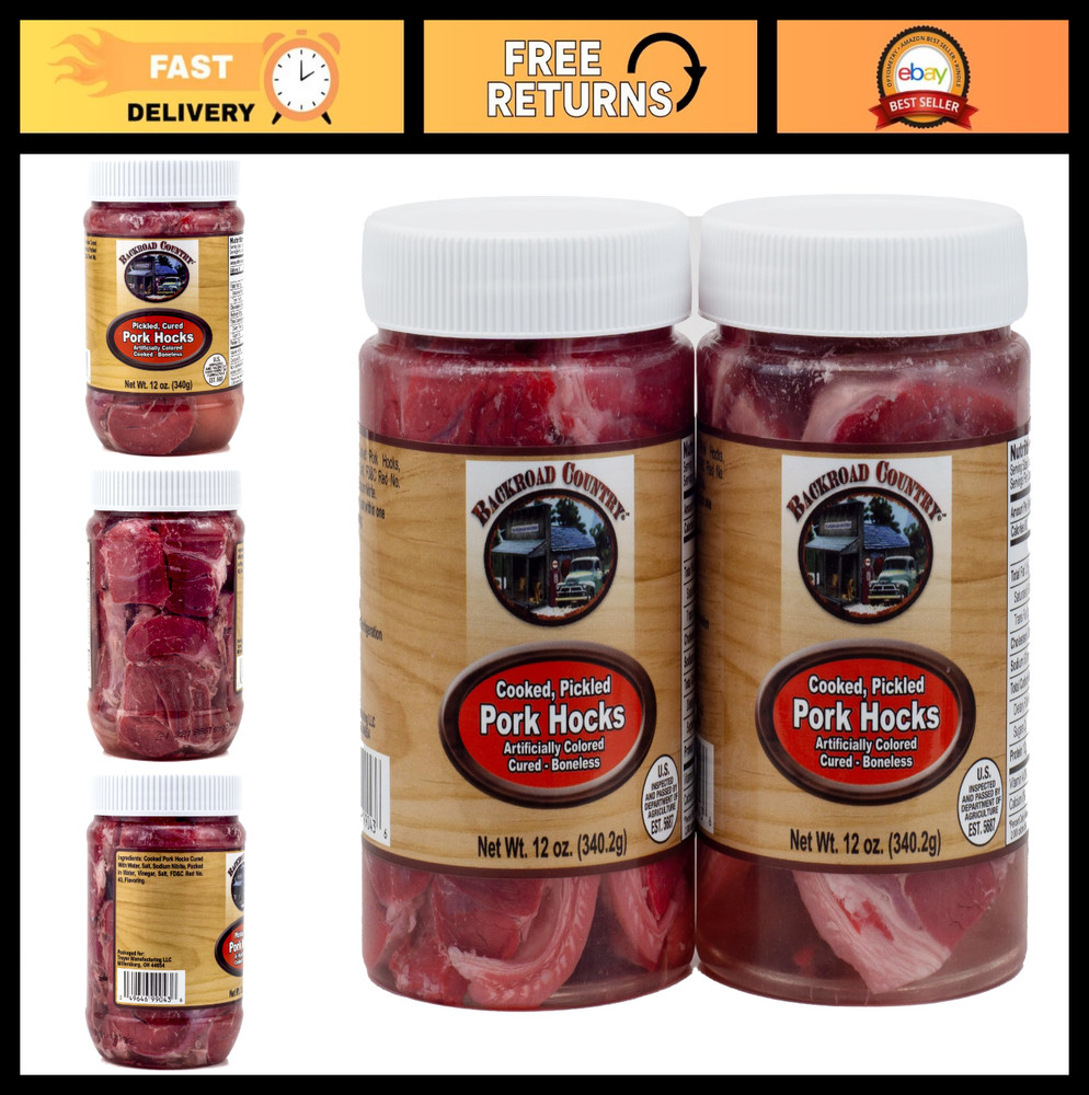Fully Cooked Boneless Pickled Pork Hocks in Jar – Ready to Eat, 12 oz (2 Pack)