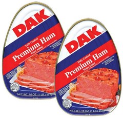 DAK Premium Canned Ham 16oz Fully Cooked, Ready To 1 Pound (Pack of 2), White