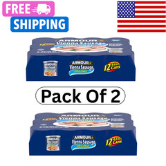 (Pack 2) Armour Original Vienna Sausage, 12g Protein, 4.6 oz Cans, 12 Cans each