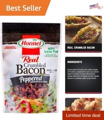 Savory Peppered Bacon Crumbles – 40% Less Fat, Fully Cooked – 3 oz Pouch, 8