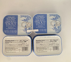 3 Trader Joe’s Smoked Trout Fillets in Oil Skinless 3.9 oz Each Tin x 3 Cans