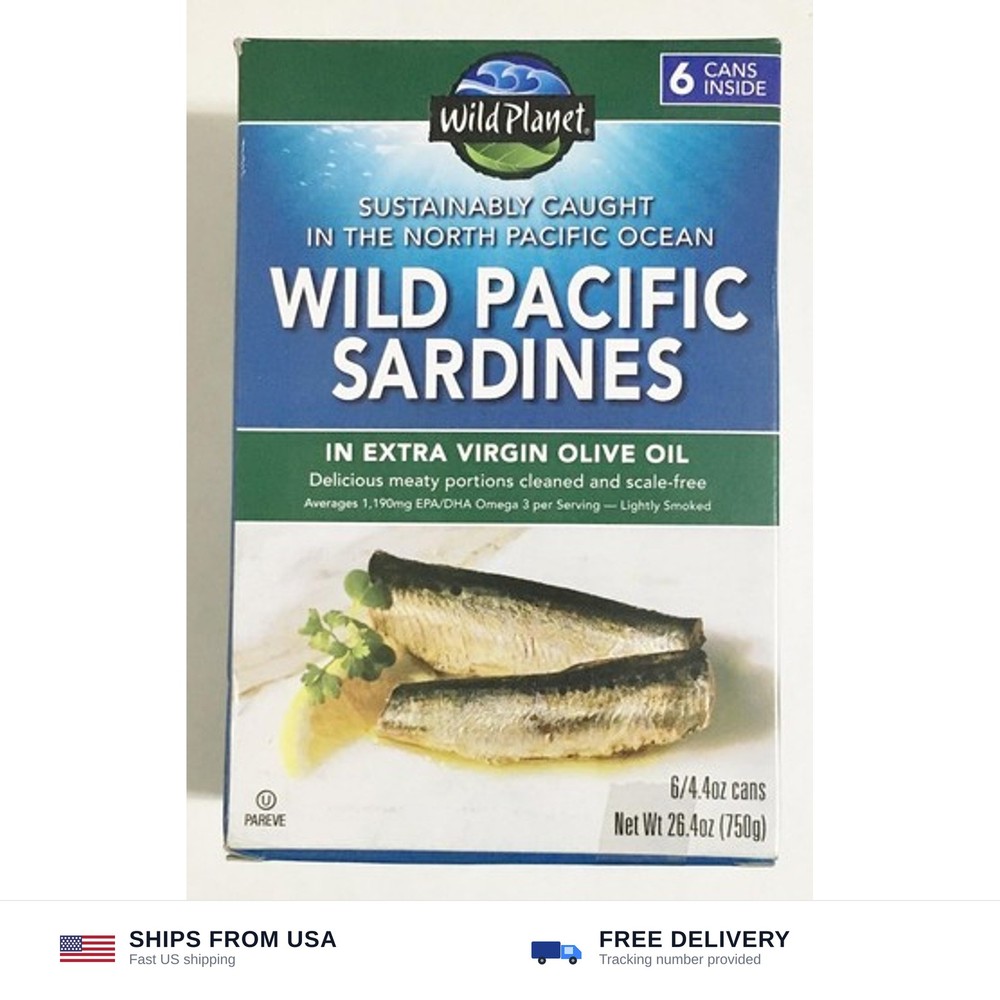 Wild Planet Wild Pacific Sardines in Extra Virgin Olive Oil, 4.4 Ounce (6 Count)