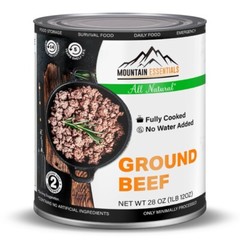 12 Cans – Mountain Essentials All Natural Ground Beef Fully Cooked 28oz Meat