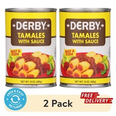 (2 pack) Derby Beef and Pork Tamales with Sauce, 15 oz Can