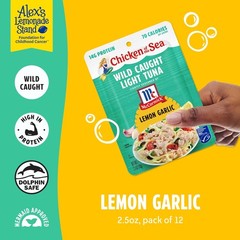 Chicken of the Sea Lightly Seasoned Lemon Garlic Wild Caught Light Tuna, 2.5 …