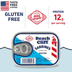 Sardines in Water, 3.75 Oz Can (Pack of 12) – Wild Caught Sardines – 12G Protein