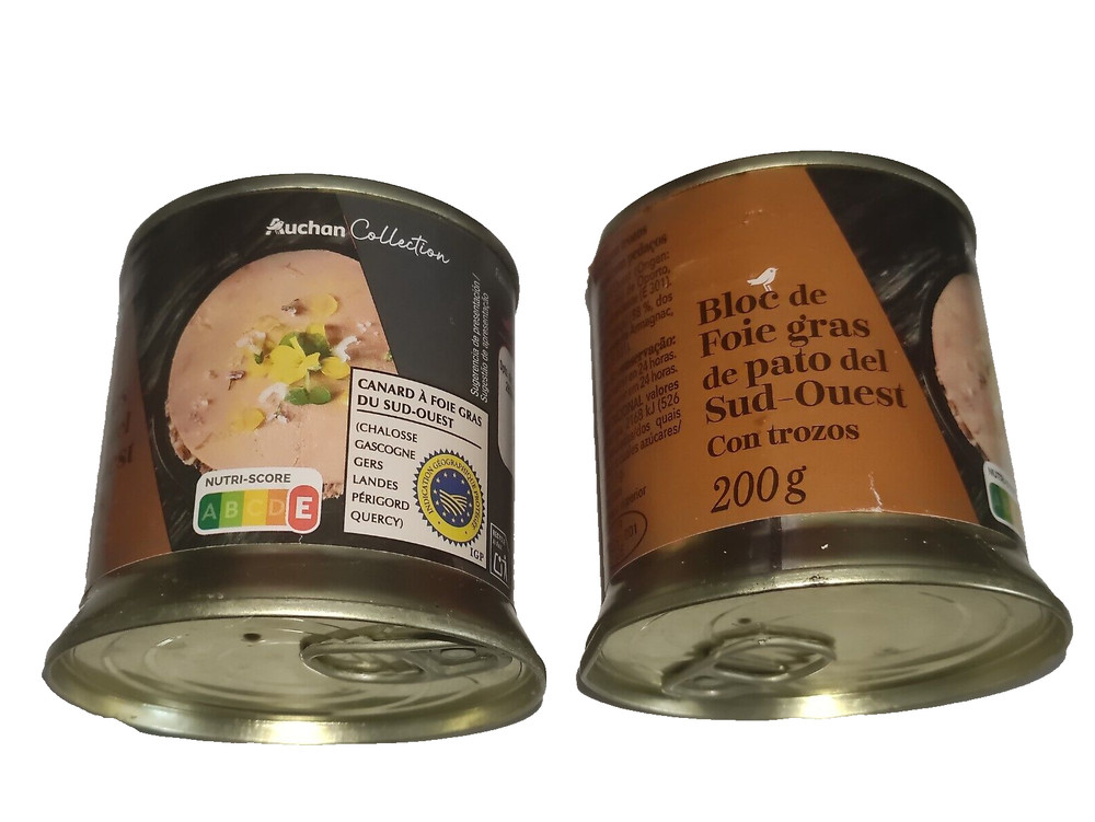 Bloc Foie Gras Canard 2 x 200g Sud-Ouest with Pieces Duck Liver Food Gourmet