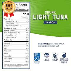 Chunk Light Tuna in Water 5 Oz Cans 24 Pack Wild Caught Skipjack MSC Certified