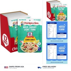 Chicken of the Sea Lightly Seasoned Lemon Garlic Wild Caught Light Tuna, 2.5 …