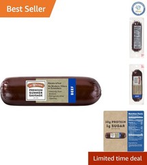Crafted Beef Summer Sausage, 8oz Natural, Low Carb, Perfect for Charcuterie