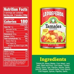 Canned Tamales Beef Pork 15 Oz Pack of 2 Ready to Eat Mexican Red Sauce