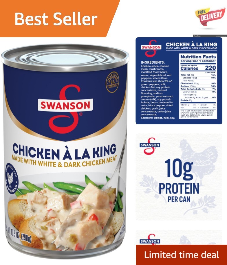 Swanson Canned Chicken a la King – Tender Chicken in Creamy Sauce, 10.5 Oz Can