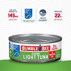 Bumble Bee Chunk Light Tuna In Oil, 5 oz Cans Pack of 24 Wild Caught Skipjac…