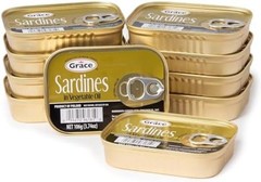 Grace Sardines in Vegetable Oil – 106g 3.74oz (Pack of 10) – 18g Protein per …
