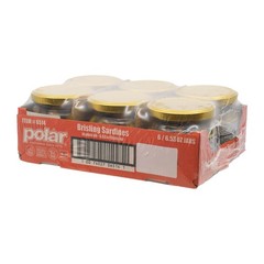 MW Polar Naturally Alder Wood Smoked Brisling Sardines 6.5 Ounce (Pack of 6)