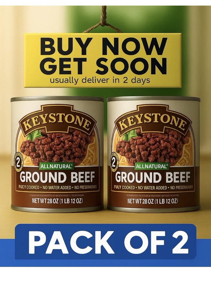 Keystone All Natural Ground Beef Canned 28 oz Each Pack of 2 No Preservatives